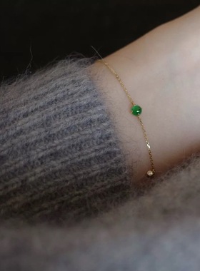 通体s925银银手链轻奢小众祖母绿