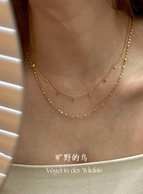 Vögel「星光」金色双层锁骨链配饰女钛钢设计轻奢小众叠戴项链