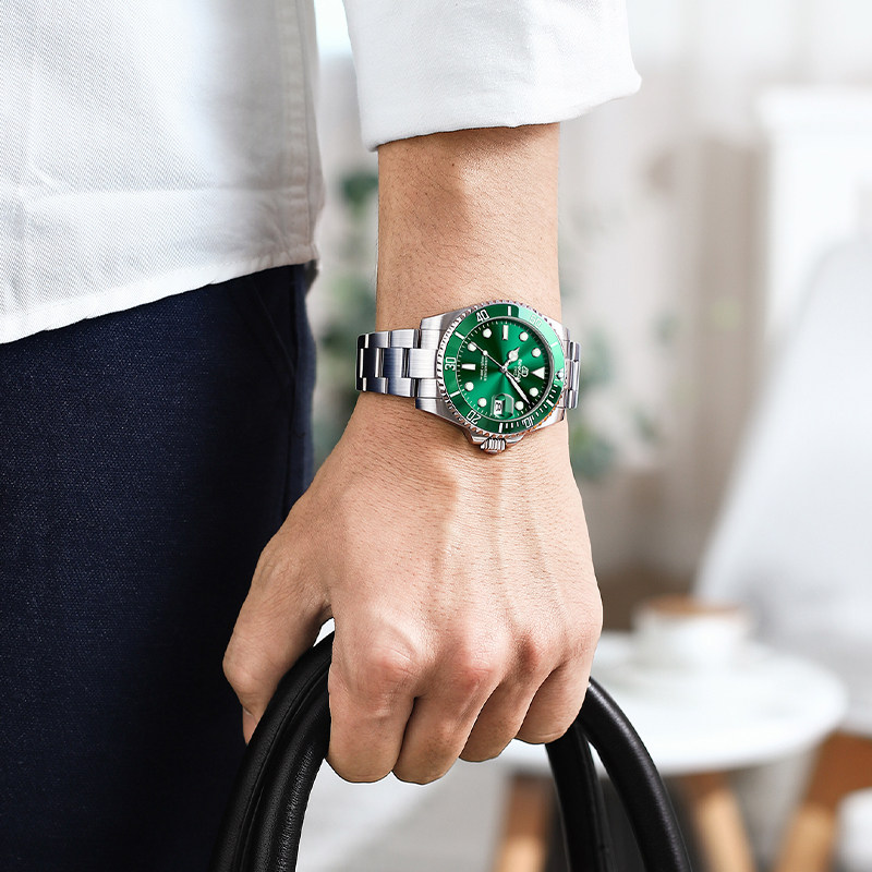 binkada/宾卡达全自动机械手表男时尚商务绿水鬼