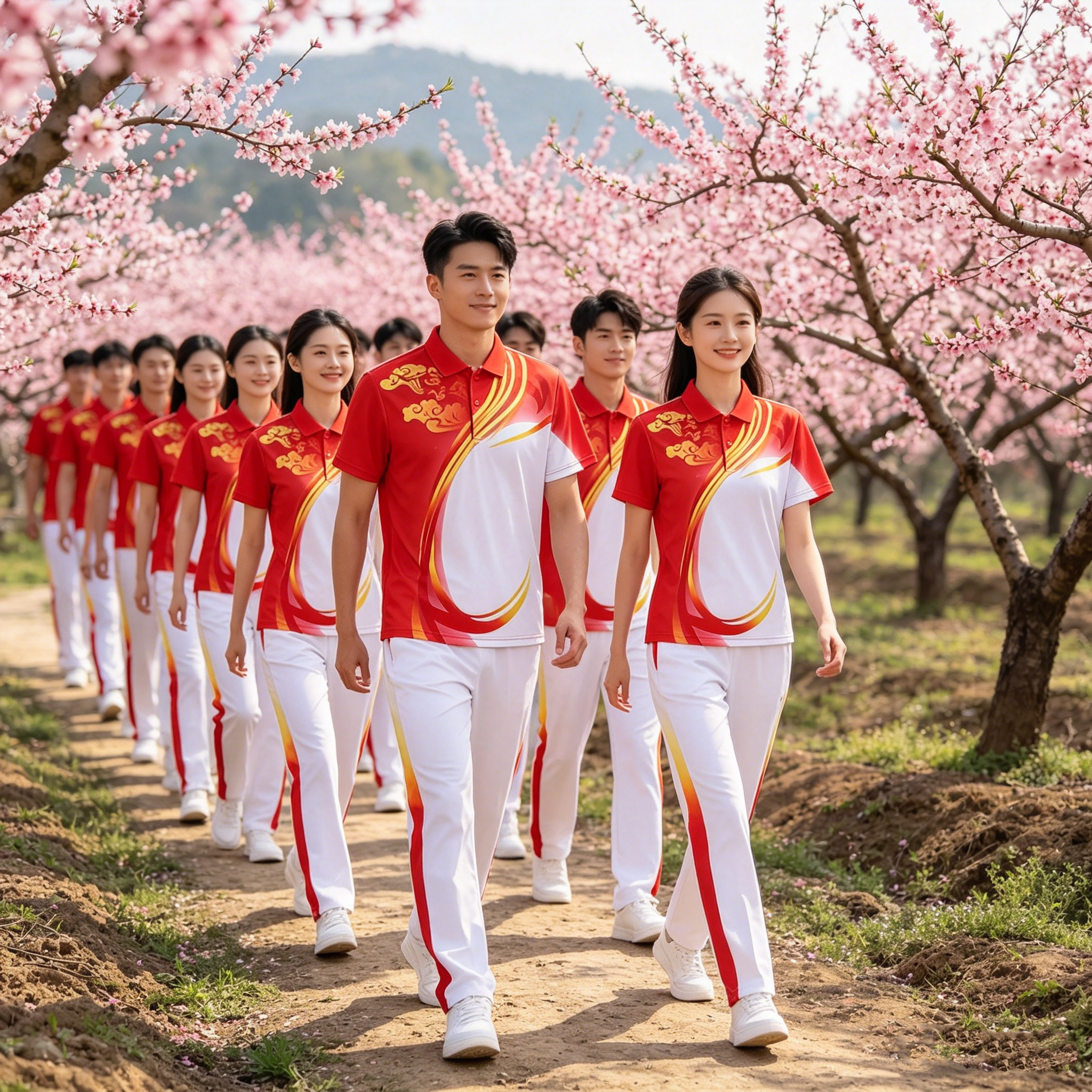速干运动T恤运动健走队广播操短袖情侣半袖长裤出场服训练服定制
