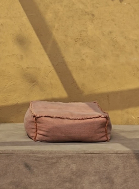 可冲洗室内户外野奢侘寂榻榻米亚麻方形飘窗垫坐墩豆包茶几搁脚凳