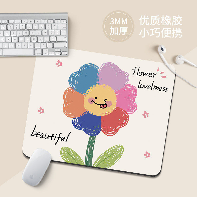 手绘花朵鼠标垫打工男女生ins风