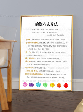 瑜伽八支介绍挂画健身普拉提工作室婵柔馆墙画海报yoga房装饰壁画