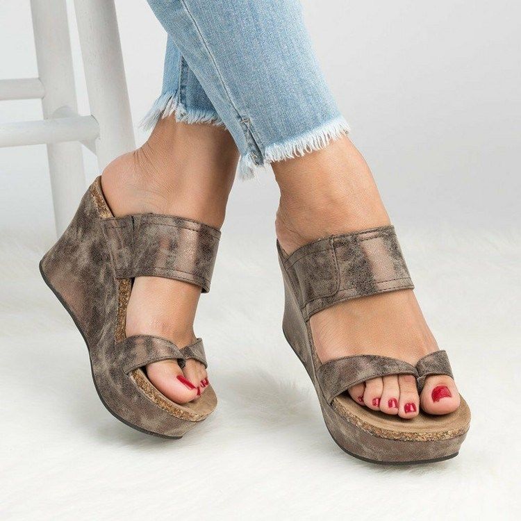 women summer wedge flip flop sandals ladies slipper 43 42 41