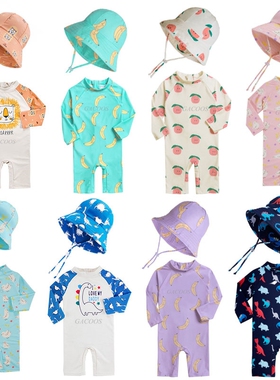 Baby Girls Swimsuit Long Sleeves One Piece Swimwear for Kids