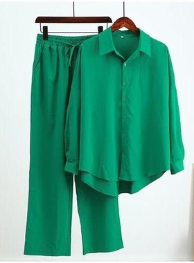 2023 summer long sleeve women suit leisure shirt two piece女