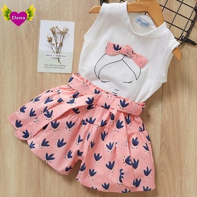T shirt +shorts pants baby girls suit summer clothing sets