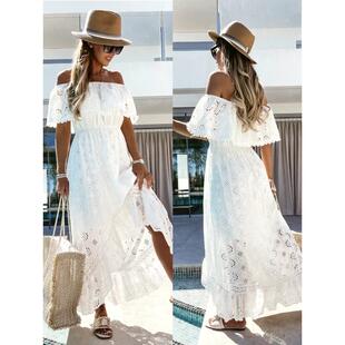 Bohemian lace dress white beach skirt
