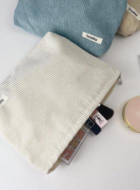 Corduroy Women Cosmetic Bag Cotton Cloth Makeup Pouch Hand T