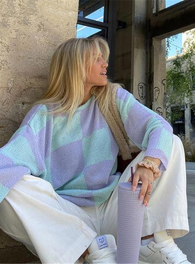 90s Girls Knitwear Autumn Winter Womens Sweaters针织毛衣女