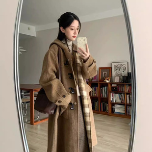 骄阳似我聂曦光赵今麦同款双面羊毛大衣牛角扣两面穿连帽毛呢外套
