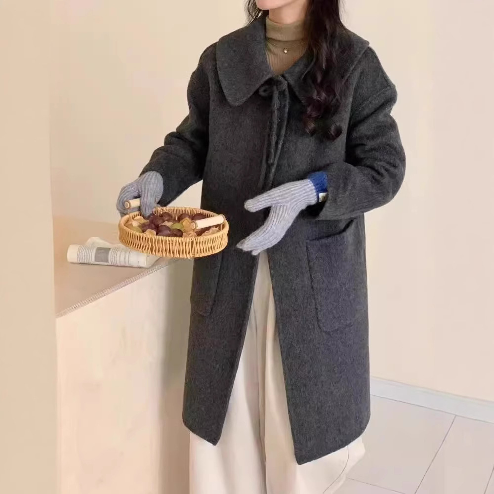 他为什么依然单身李凯馨朱珠同款双面羊绒大衣女小个子羊毛呢外套