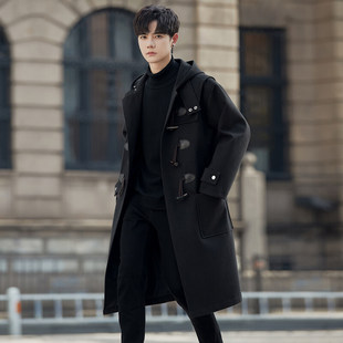 骄阳似我林屿森宋威龙同款秋冬毛呢大衣男中长款牛角扣外套男