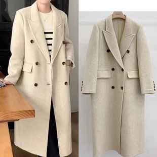 冬至陆嫣孙千同款双面羊驼绒羊毛大衣女中长款赫本风加厚毛呢外套