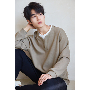 好运家马思超佟大为同款假两件卫衣男长袖宽松圆领打底衫t恤上衣