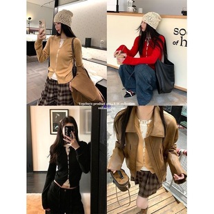 突然的喜欢林欢儿王玉雯同款撞色假两件圆领针织开衫女春秋季毛衣