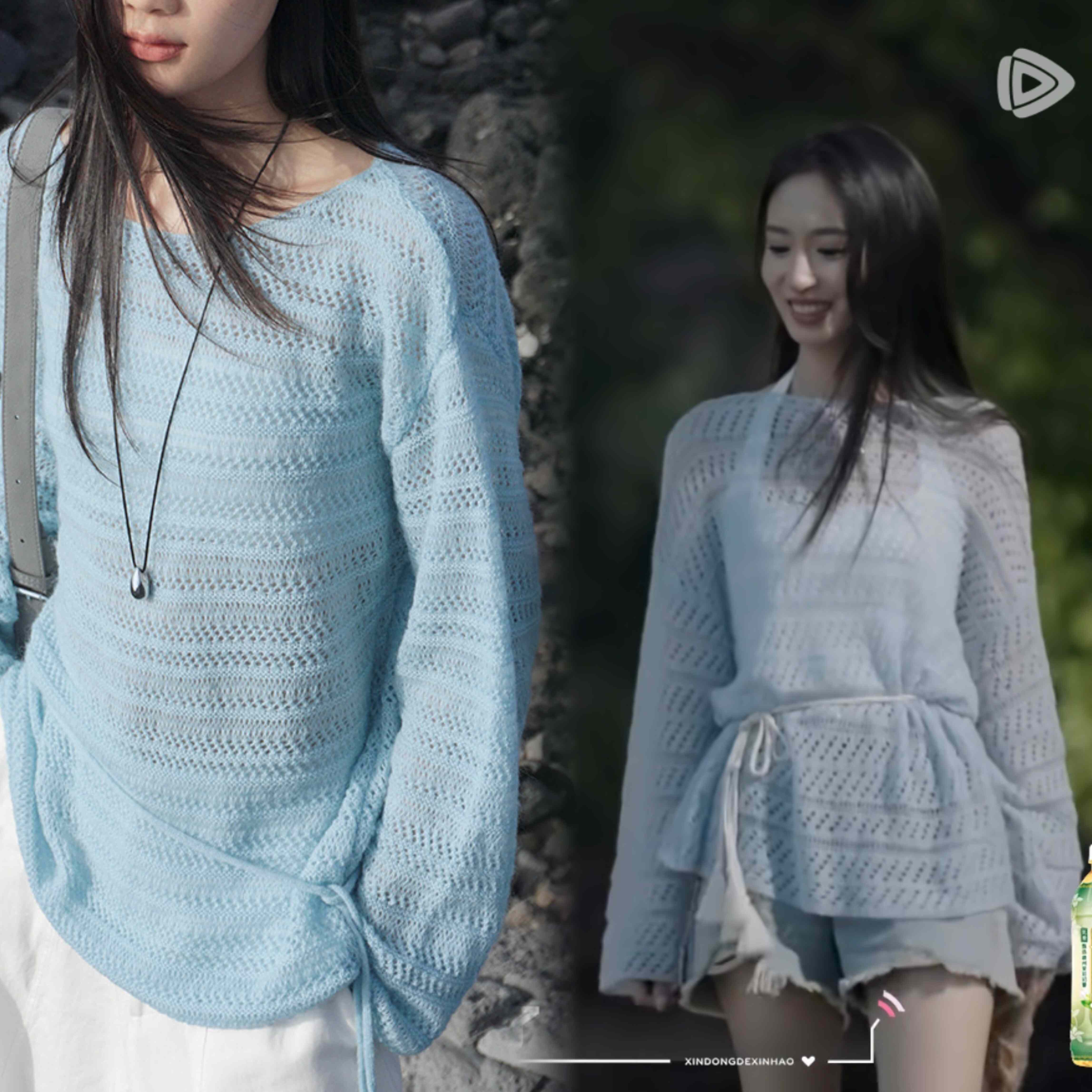 心动的信号王珏同款宽松马海毛圆领针织衫女秋季新款百搭套头上衣