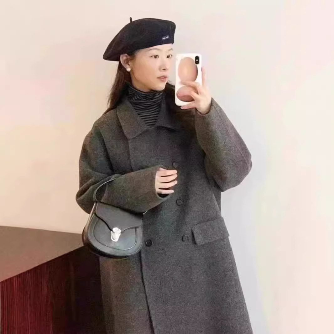 他为什么依然单身李凯馨朱珠同款双面羊绒大衣秋冬小个子毛呢大衣