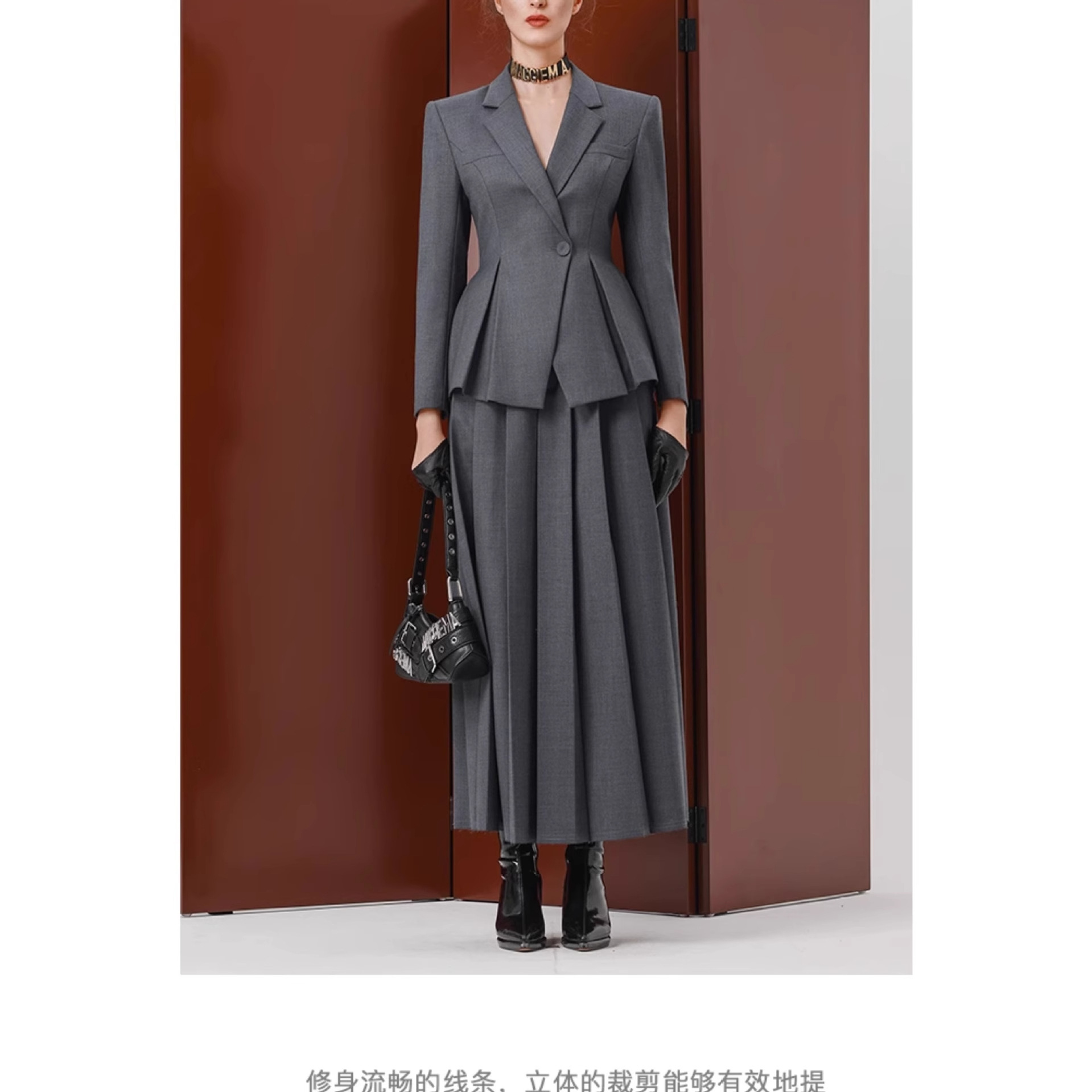 新闻女王许诗晴高海宁同款修身立裁西装半裙套装多季穿搭风衣女