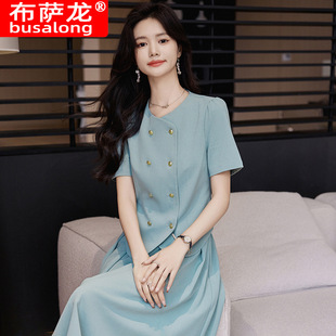 玫瑰的故事蓝盈莹万茜朱珠刘亦菲同款中袖职业西服套裙正式套装女