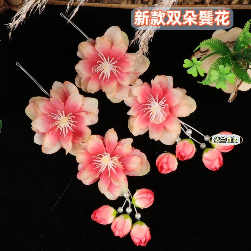 耳边京豫小头花越剧绢花花旦花鬓花包头戏曲双朵小姐青衣头饰用品