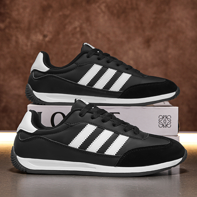 三条杠阿甘鞋男鞋透气防臭时尚休闲鞋防滑透气学生轻便皮面德训鞋