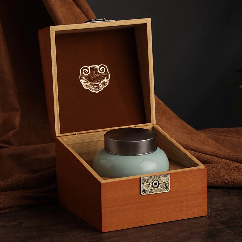 高档陶瓷茶叶罐竹盒茶叶包装盒空礼盒红茶绿茶岩茶普洱三两装礼盒