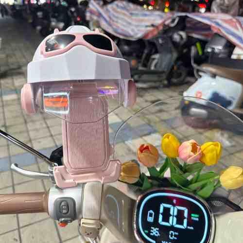 电动车手机支架可爱小头