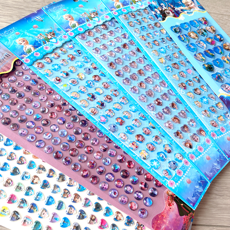 爱莎公主钻石贴纸女孩儿童冰雪奇缘艾宝石贴贴纸立体水晶贴画玩具
