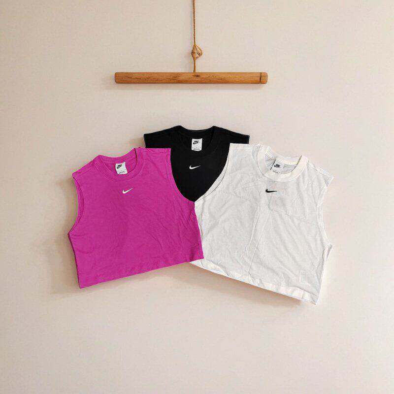 Nike耐克女运动休闲背心宽松无袖上衣短款跑步纯棉夏AR3204FD1215