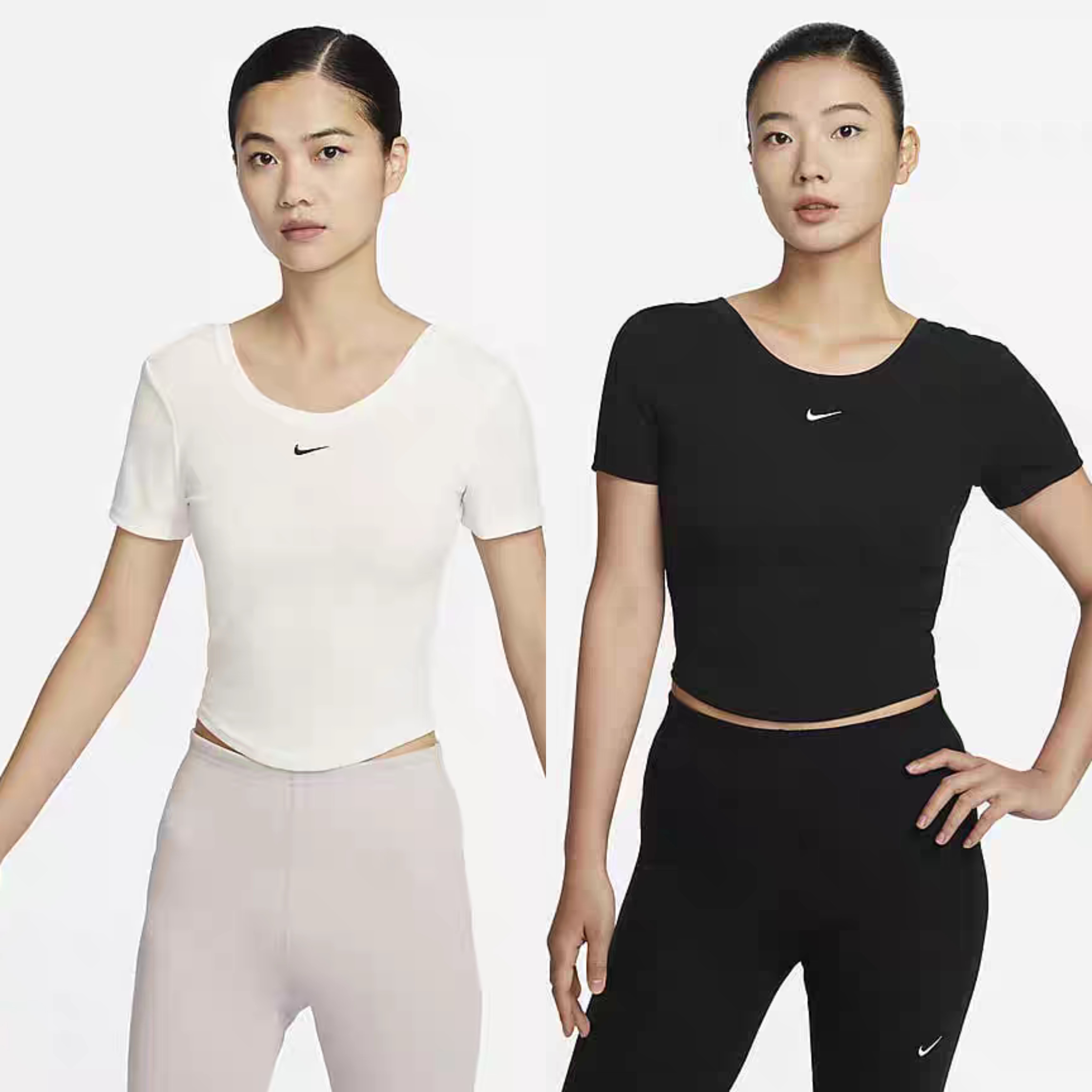 耐克NIKE女圆领短款高腰短袖T恤