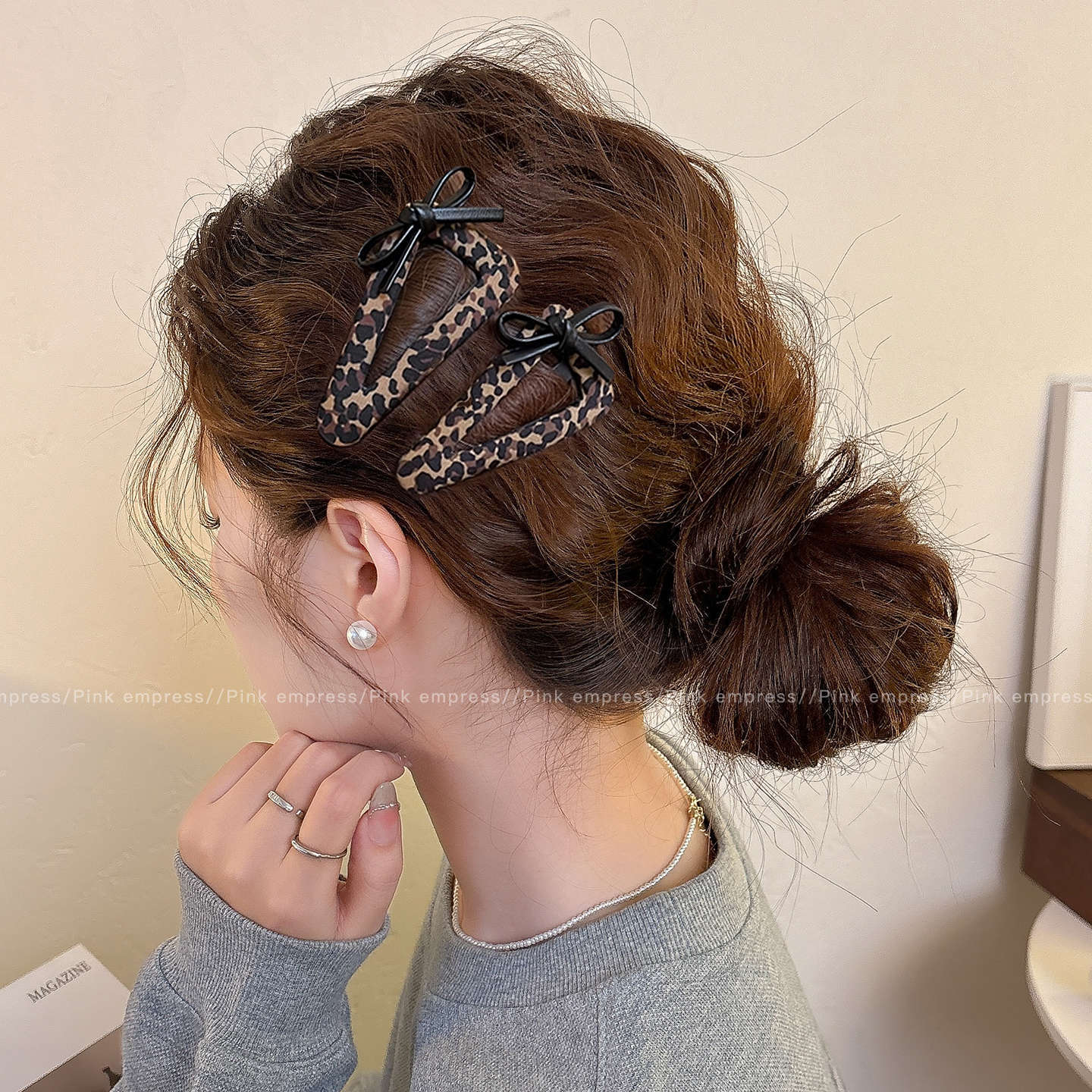 豹纹蝴蝶夹三角发夹女侧边夹前额刘海夹2025新款碎发bb夹发卡头饰
