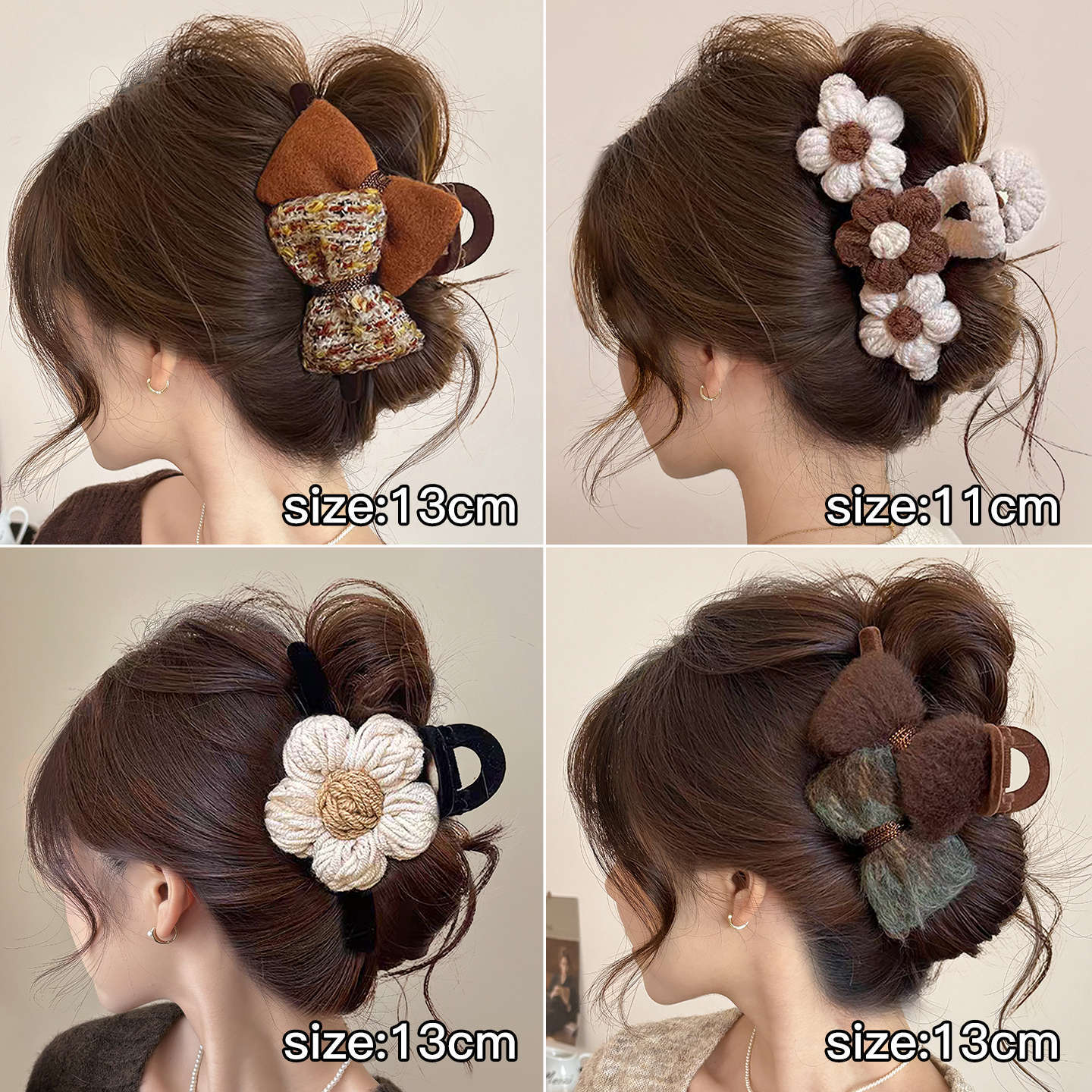 秋冬毛绒蝴蝶结抓夹女感2025新款鲨鱼夹子发夹后脑勺大号头饰