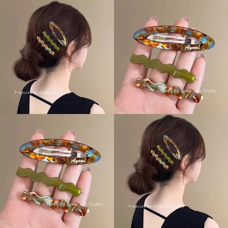 3件套韩系醋酸发夹侧边夹2025新款感前额碎发刘海夹bb夹发卡