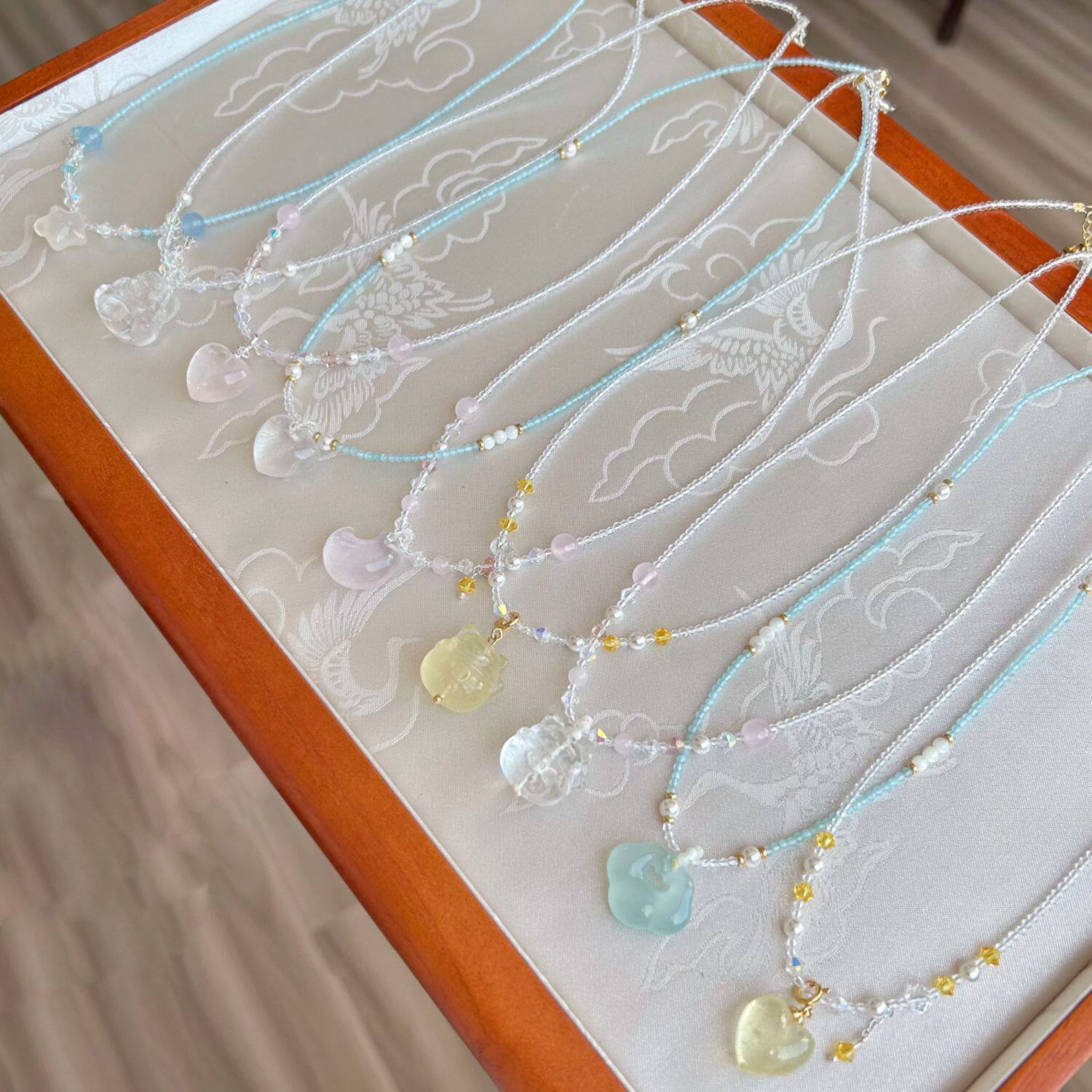 春日樱夏季天然水晶项链心原创设计施华洛水晶卡通甜美锁骨链