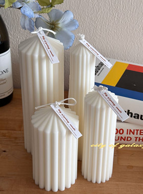 自制ins同款齿条尖香薰蜡烛杆蜡柱状蜡教堂头细杆拍照摆件chic