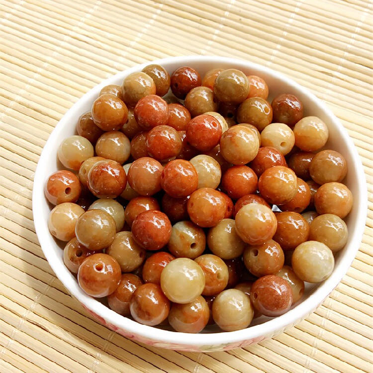 天然缅甸翡翠散珠a货黄翡玉珠子diy饰品配件女男士手链珠项链包邮