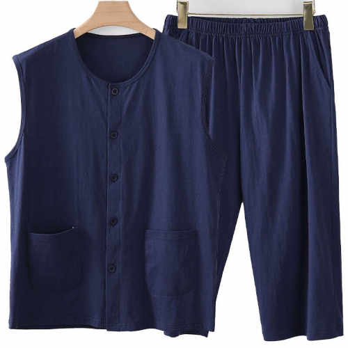 开衫纯色宽松中老年男士居家服
