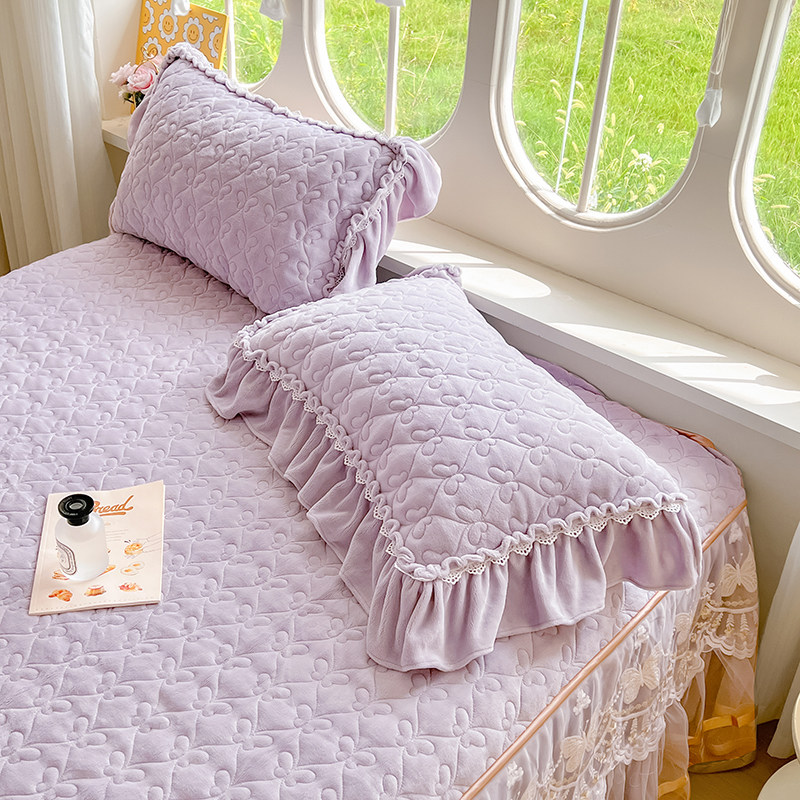 加绒保暖牛奶绒枕头套一对装夹棉加厚枕套枕芯罩短毛绒冬季公主风