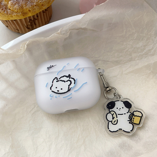 5无线蓝牙airpodspro3代保护套简约ins创意磨砂硅胶软新款 可爱狗子游泳 一二三四五代 适用苹果耳机壳2