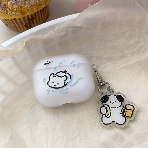 可爱狗子游泳，适用苹果耳机壳2/3/4/5无线蓝牙airpodspro3代保护套简约ins创意磨砂硅胶软新款一二三四五代