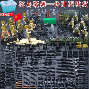中国积木长津湖士兵小人偶八路军男孩子拼装军事人仔儿童玩具拼图