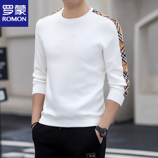 罗蒙新款男士官方长袖t恤中青年高档春秋卫衣男装百搭打底体恤衫
