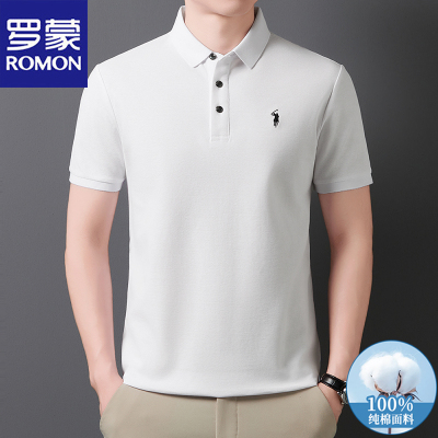 罗蒙100纯棉polo衫男士短袖T恤衫