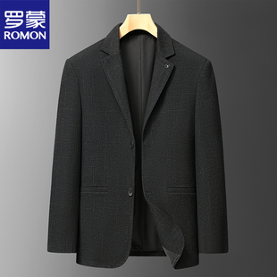 罗蒙商务休闲西装外套上衣中年男士2026春秋季新款爸爸装便服单西