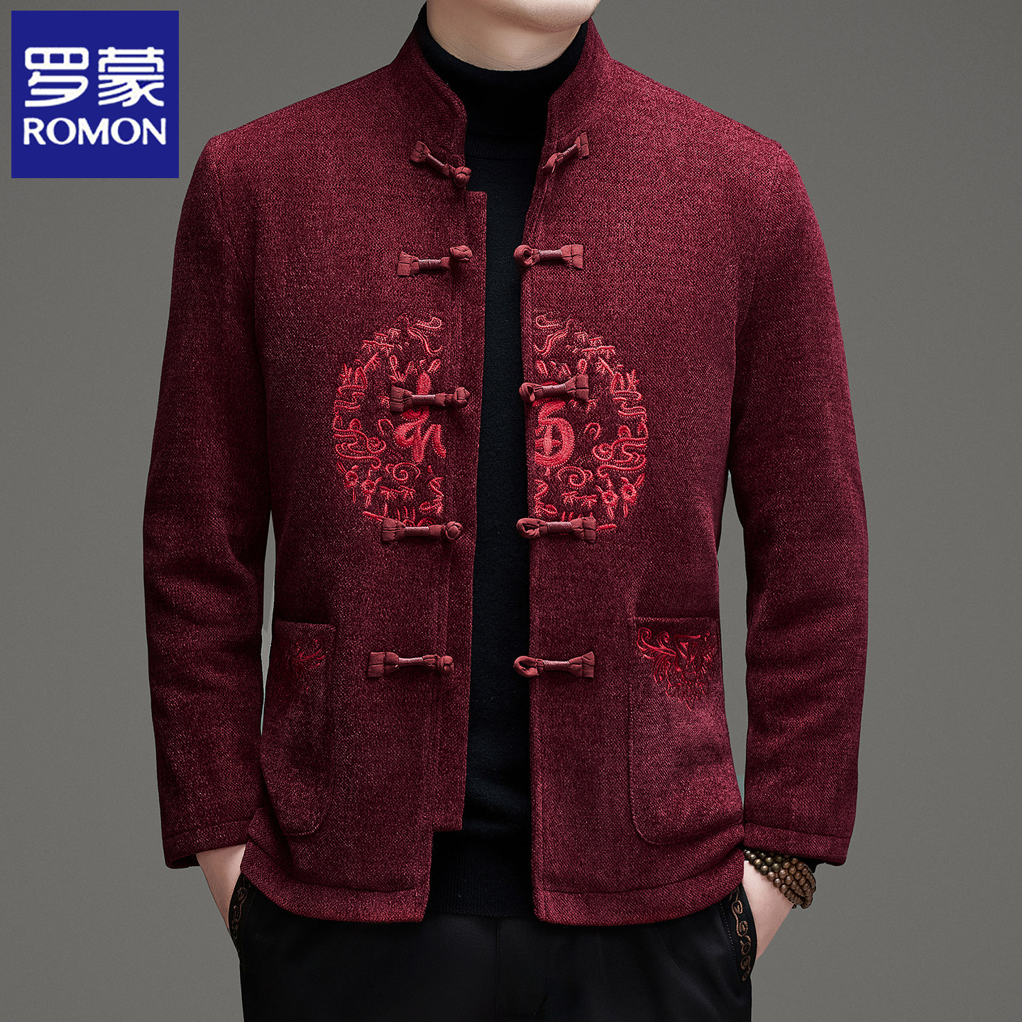 罗蒙新中式男士中山装外套上衣服