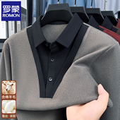 男装 罗蒙假两件长袖 高端卫衣服 新款 翻领休闲POLO衫 t恤男士 春秋季