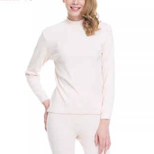 三枪内衣女秋冬半高领100%纯棉薄款男秋衣秋裤抽条全棉打底衫套装