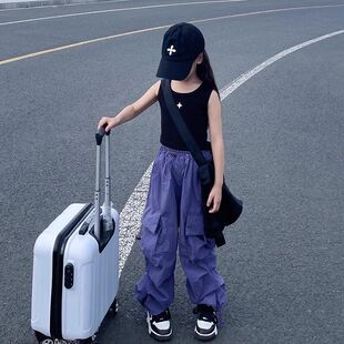 男女儿童2026夏季新款工装裤高街休闲街舞运动百搭宽松紧腰长裤子