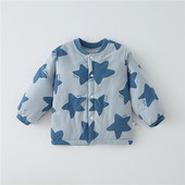 婴儿棉服上衣秋冬季 4岁 加厚单上衣夹棉袄男女童对开外套内外穿0